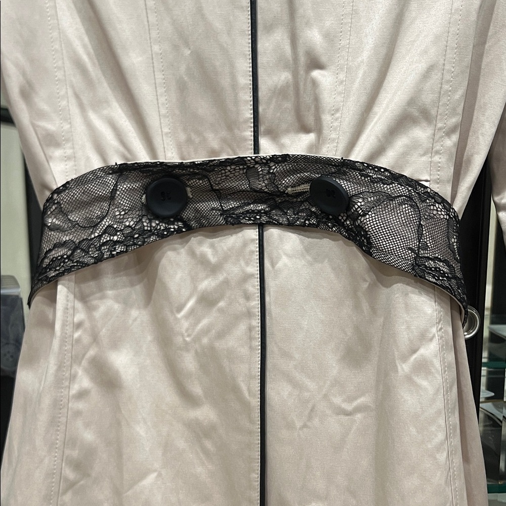 Bebe Women's Cream Trench Coat with Black Details - Picture 8 of 11